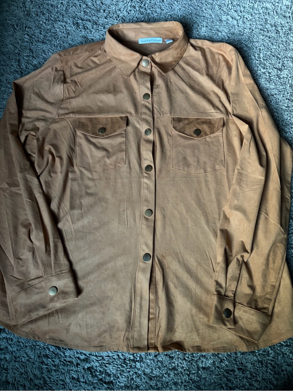 Notations Tan Utility Shirt Jacket with Snap Front